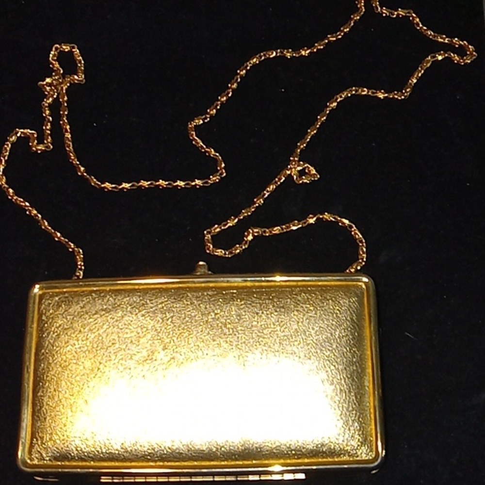 Valerie Stevens gold clutch with chain